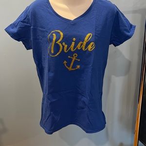 Women’s Large Blue with Gold Bride w/ Anchor fitted shirt